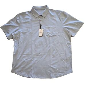 Veboon Mens 2XL Polo Shirt Dynamic Flex Short Sleeve Light Blue Casual NWT
